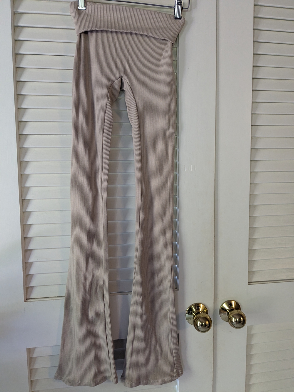 Ribbed Flare Fold Over Pants